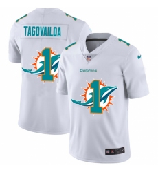 Men's Miami Dolphins #1 Tua Tagovailoa White Nike White Shadow Edition Limited Jersey