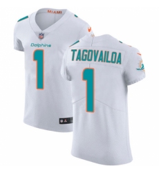 Men's Miami Dolphins #1 Tua Tagovailoa White Stitched New Elite Jersey