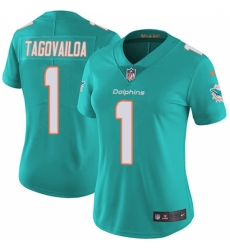Women's Miami Dolphins #1 Tua Tagovailoa Aqua Green Team Color Stitched Vapor Untouchable Limited Jersey