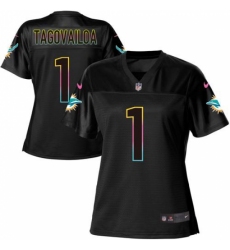 Women's Miami Dolphins #1 Tua Tagovailoa Black Fashion Game Jersey