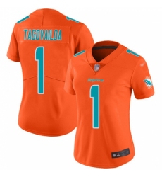 Women's Miami Dolphins #1 Tua Tagovailoa Orange Stitched Limited Inverted Legend Jersey