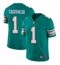 Youth Miami Dolphins #1 Tua Tagovailoa Aqua Green Alternate Stitched Vapor Untouchable Limited Jersey