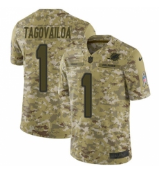Youth Miami Dolphins #1 Tua Tagovailoa Camo Stitched Limited 2018 Salute To Service Jersey