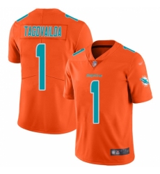 Youth Miami Dolphins #1 Tua Tagovailoa Orange Stitched Limited Inverted Legend Jersey