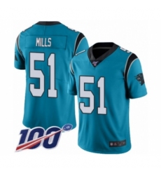 Men's Carolina Panthers #51 Sam Mills Limited Blue Rush Vapor Untouchable 100th Season Football Jersey