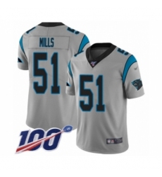 Men's Carolina Panthers #51 Sam Mills Silver Inverted Legend Limited 100th Season Football Jersey