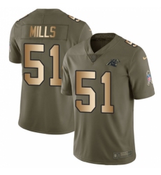 Men's Nike Carolina Panthers #51 Sam Mills Limited Olive/Gold 2017 Salute to Service NFL Jersey