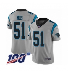 Youth Carolina Panthers #51 Sam Mills Silver Inverted Legend Limited 100th Season Football Jersey