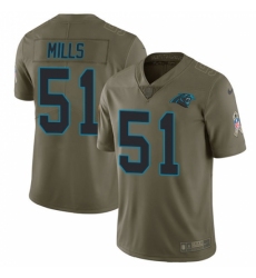 Youth Nike Carolina Panthers #51 Sam Mills Limited Olive 2017 Salute to Service NFL Jersey