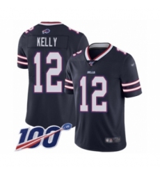 Men's Buffalo Bills #12 Jim Kelly Limited Navy Blue Inverted Legend 100th Season Football Jersey