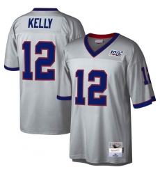 Men's Buffalo Bills #12 Jim Kelly Mitchell & Ness NFL 100 Retired Player Platinum Jersey