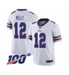 Men's Buffalo Bills #12 Jim Kelly White Vapor Untouchable Limited Player 100th Season Football Jersey