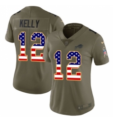 Men's Nike Buffalo Bills #12 Jim Kelly Limited Olive/USA Flag 2017 Salute to Service NFL Jersey