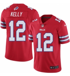 Men's Nike Buffalo Bills #12 Jim Kelly Limited Red Rush Vapor Untouchable NFL Jersey