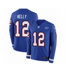 Men's Nike Buffalo Bills #12 Jim Kelly Limited Royal Blue Therma Long Sleeve NFL Jersey