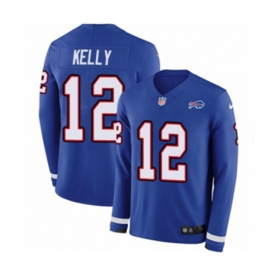 Men's Nike Buffalo Bills #12 Jim Kelly Limited Royal Blue Therma Long Sleeve NFL Jersey Men's Nike Buffalo Bills #12 Jim Kelly Limited Royal Blue Therma Long Sleeve NFL Jersey