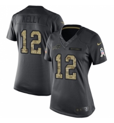 Women's Nike Buffalo Bills #12 Jim Kelly Limited Black 2016 Salute to Service NFL Jersey