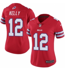 Women's Nike Buffalo Bills #12 Jim Kelly Limited Red Rush Vapor Untouchable NFL Jersey