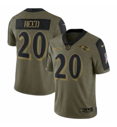 Men's Baltimore Ravens #20 Ed Reed Nike Olive 2021 Salute To Service Retired Player Limited Jersey