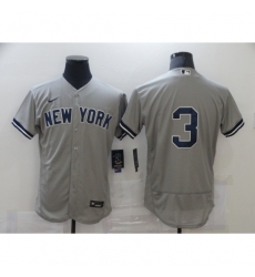 Men's Nike New York Yankees #3 Babe Ruth Grey Road Flex Base Authentic Collection Jersey