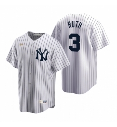 Men's Nike New York Yankees #3 Babe Ruth White Cooperstown Collection Home Stitched Baseball Jersey