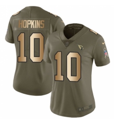 Women's Nike Arizona Cardinals #10 DeAndre Hopkins Olive Gold Stitched NFL Limited 2017 Salute To Service Jersey