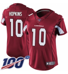 Women's Nike Arizona Cardinals #10 DeAndre Hopkins Red Team Color Stitched NFL 100th Season Vapor Untouchable Limited Jersey