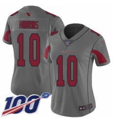 Women's Nike Arizona Cardinals #10 DeAndre Hopkins Silver Stitched NFL Limited Inverted Legend 100th Season Jersey