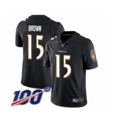 Men's Baltimore Ravens #15 Marquise Brown Black Alternate Vapor Untouchable Limited Player 100th Season Football Jersey