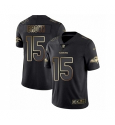 Men's Baltimore Ravens #15 Marquise Brown Black Gold Vapor Untouchable Limited Player Football Jersey