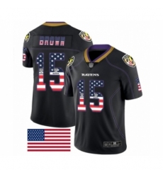 Men's Baltimore Ravens #15 Marquise Brown Limited Black Rush USA Flag Football Jersey