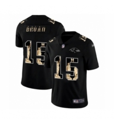 Men's Baltimore Ravens #15 Marquise Brown Limited Black Statue of Liberty Football Jersey