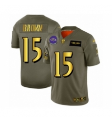 Men's Baltimore Ravens #15 Marquise Brown Olive Gold 2019 Salute to Service Limited Player Football Jersey