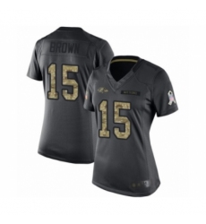 Women's Baltimore Ravens #15 Marquise Brown Limited Black 2016 Salute to Service Football Jersey