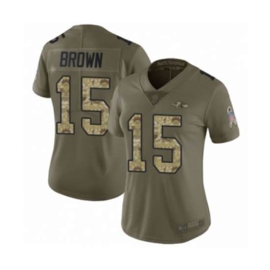 Women's Baltimore Ravens #15 Marquise Brown Limited Olive Camo Salute to Service Football Jersey Women's Baltimore Ravens #15 Marquise Brown Limited Olive Camo Salute to Service Football Jersey