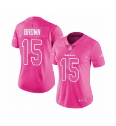 Women's Baltimore Ravens #15 Marquise Brown Limited Pink Rush Fashion Football Jersey