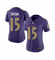 Women's Baltimore Ravens #15 Marquise Brown Limited Purple Rush Vapor Untouchable Football Jersey