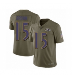 Youth Baltimore Ravens #15 Marquise Brown Limited Olive 2017 Salute to Service Football Jersey