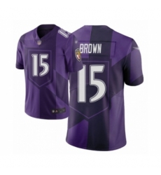 Youth Baltimore Ravens #15 Marquise Brown Limited Purple City Edition Football Jersey