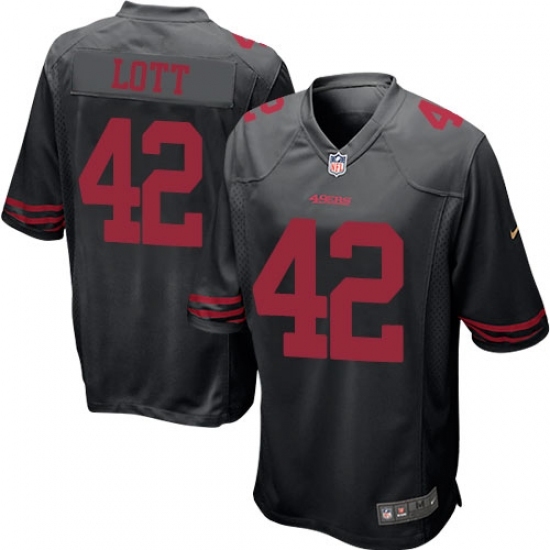 Men's Nike San Francisco 49ers #42 Ronnie Lott Game Black NFL Jersey Men's Nike San Francisco 49ers #42 Ronnie Lott Game Black NFL Jersey