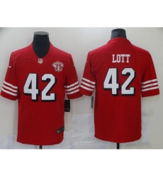 Men's San Francisco 49ers #42 Ronnie Lott Red 2021 75th Anniversary Vapor Untouchable Stitched Limited Jersey