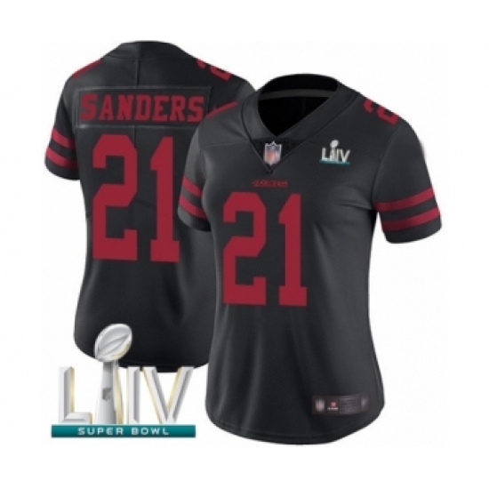 Women's San Francisco 49ers #21 Deion Sanders Black Vapor Untouchable Limited Player Super Bowl LIV Bound Football Jersey Women's San Francisco 49ers #21 Deion Sanders Black Vapor Untouchable Limited Player Super Bowl LIV Bound Football Jersey