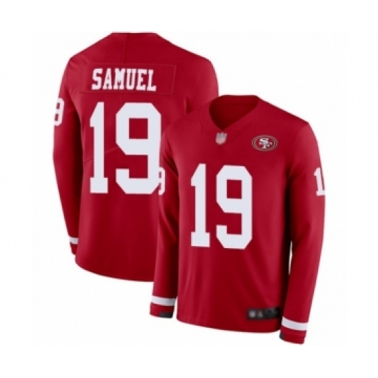 Men's San Francisco 49ers #19 Deebo Samuel Limited Red Therma Long Sleeve Football Jersey Men's San Francisco 49ers #19 Deebo Samuel Limited Red Therma Long Sleeve Football Jersey