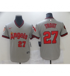 Men's Los Angeles Angels of Anaheim #27 Mike Trout Grey Road Flex Base Authentic Jersey