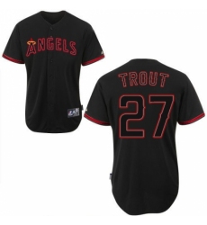 Men's Majestic Los Angeles Angels of Anaheim #27 Mike Trout Authentic Black Fashion MLB Jersey