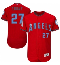 Men's Majestic Los Angeles Angels of Anaheim #27 Mike Trout Authentic Red 2016 Father's Day Fashion Flex Base MLB Jersey