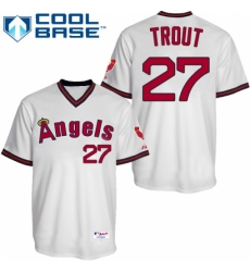 Men's Majestic Los Angeles Angels of Anaheim #27 Mike Trout Authentic White 1980 Turn Back The Clock MLB Jersey
