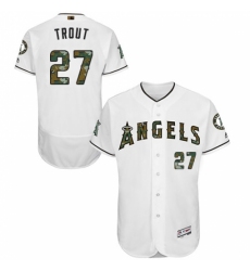 Men's Majestic Los Angeles Angels of Anaheim #27 Mike Trout Authentic White 2016 Memorial Day Fashion Flex Base MLB Jersey