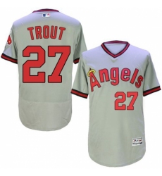 Men's Majestic Los Angeles Angels of Anaheim #27 Mike Trout Grey Flexbase Authentic Collection Cooperstown MLB Jersey