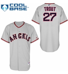 Men's Majestic Los Angeles Angels of Anaheim #27 Mike Trout Replica Grey 1965 Turn Back The Clock MLB Jersey